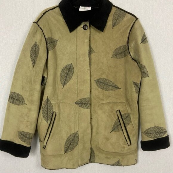 Robert Kitchen Leaf Suede Fleece lined Heavy Womens Coat Sz S - Picture 1 of 8
